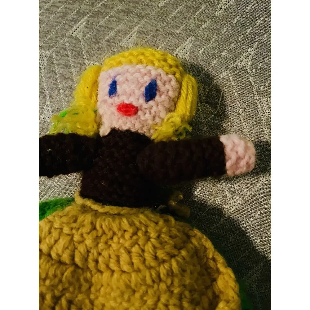 Handmade Crochet Topsy Turvy Flip Doll Pattern Knit Girl Princess Maid Brunette